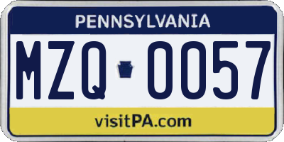 PA license plate MZQ0057