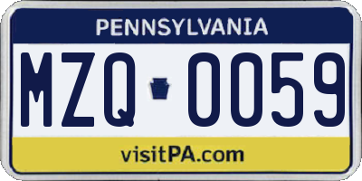 PA license plate MZQ0059