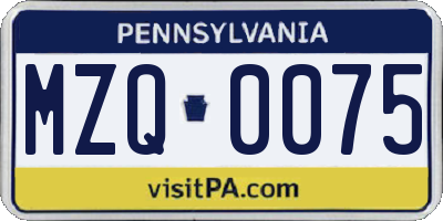 PA license plate MZQ0075