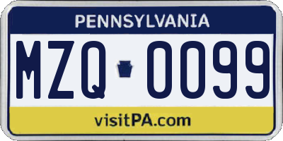 PA license plate MZQ0099