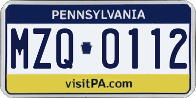 PA license plate MZQ0112