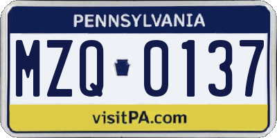 PA license plate MZQ0137