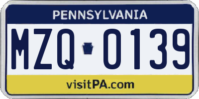 PA license plate MZQ0139