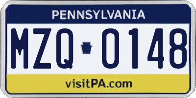 PA license plate MZQ0148