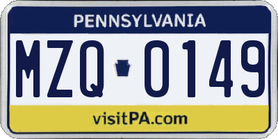PA license plate MZQ0149
