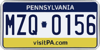 PA license plate MZQ0156