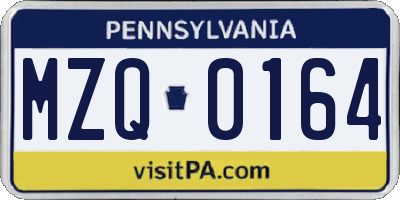 PA license plate MZQ0164