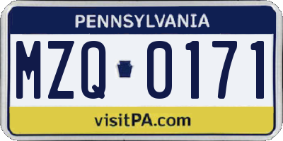 PA license plate MZQ0171