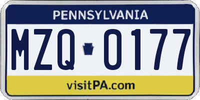 PA license plate MZQ0177