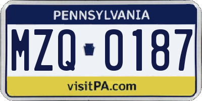PA license plate MZQ0187