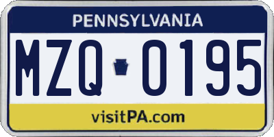 PA license plate MZQ0195