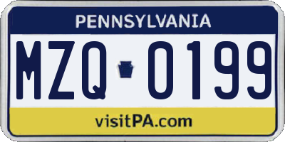 PA license plate MZQ0199