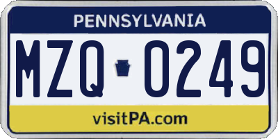 PA license plate MZQ0249