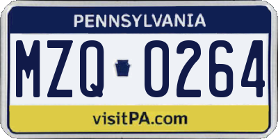 PA license plate MZQ0264