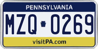 PA license plate MZQ0269