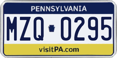 PA license plate MZQ0295