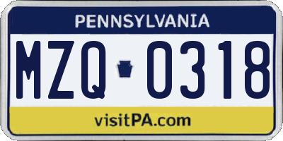 PA license plate MZQ0318