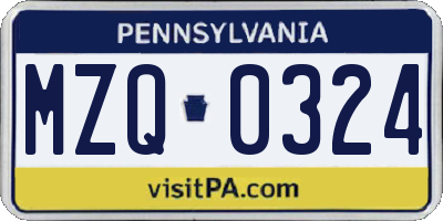 PA license plate MZQ0324
