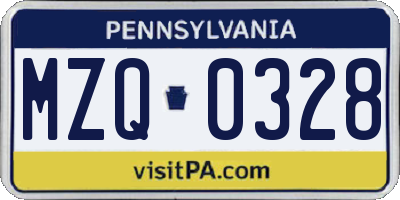 PA license plate MZQ0328