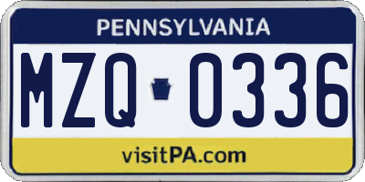 PA license plate MZQ0336