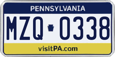 PA license plate MZQ0338