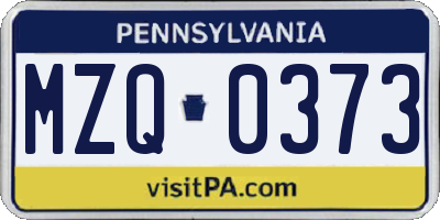 PA license plate MZQ0373