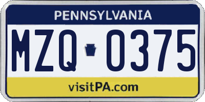 PA license plate MZQ0375