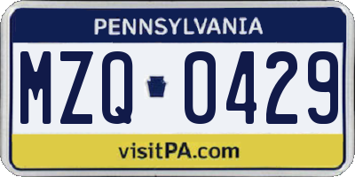 PA license plate MZQ0429