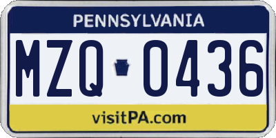PA license plate MZQ0436