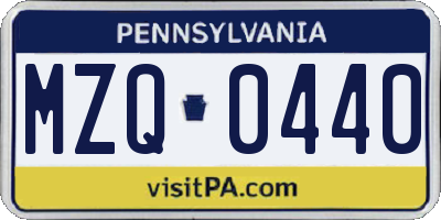 PA license plate MZQ0440
