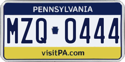 PA license plate MZQ0444