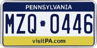 PA license plate MZQ0446