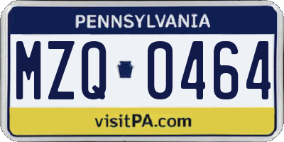 PA license plate MZQ0464