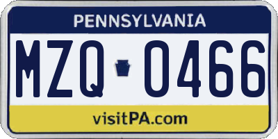 PA license plate MZQ0466