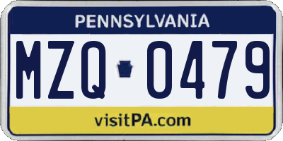 PA license plate MZQ0479