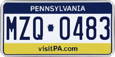 PA license plate MZQ0483