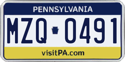 PA license plate MZQ0491