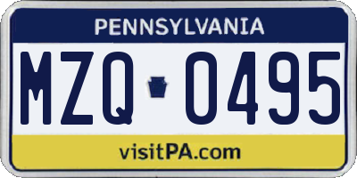 PA license plate MZQ0495