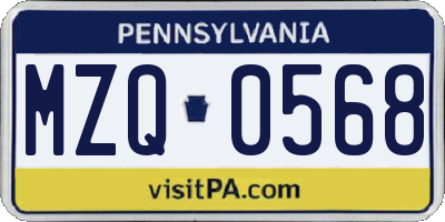 PA license plate MZQ0568