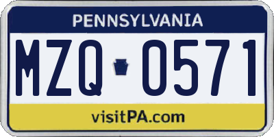 PA license plate MZQ0571