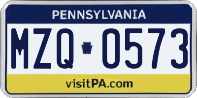 PA license plate MZQ0573