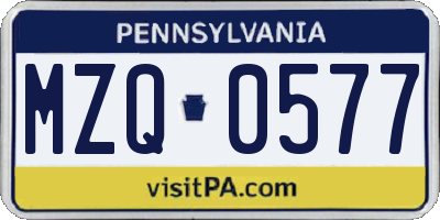 PA license plate MZQ0577