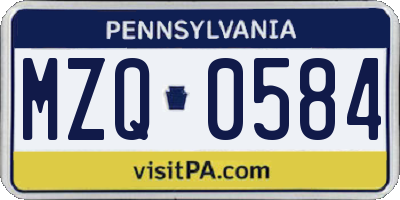 PA license plate MZQ0584