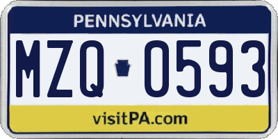 PA license plate MZQ0593