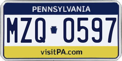 PA license plate MZQ0597