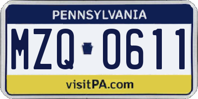 PA license plate MZQ0611