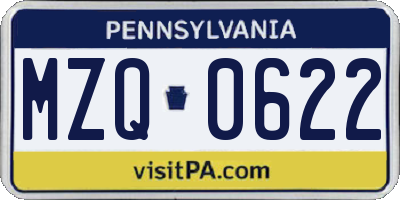 PA license plate MZQ0622