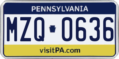 PA license plate MZQ0636