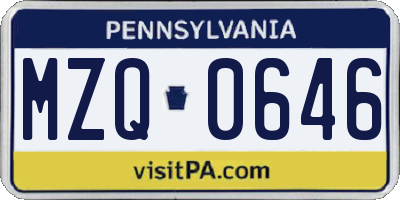 PA license plate MZQ0646