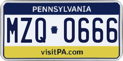 PA license plate MZQ0666